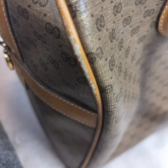 Authentic Vintage Gucci Micro GG Supreme Boston Bag Web Stripe Pristine Interior - Picture 8 of 15